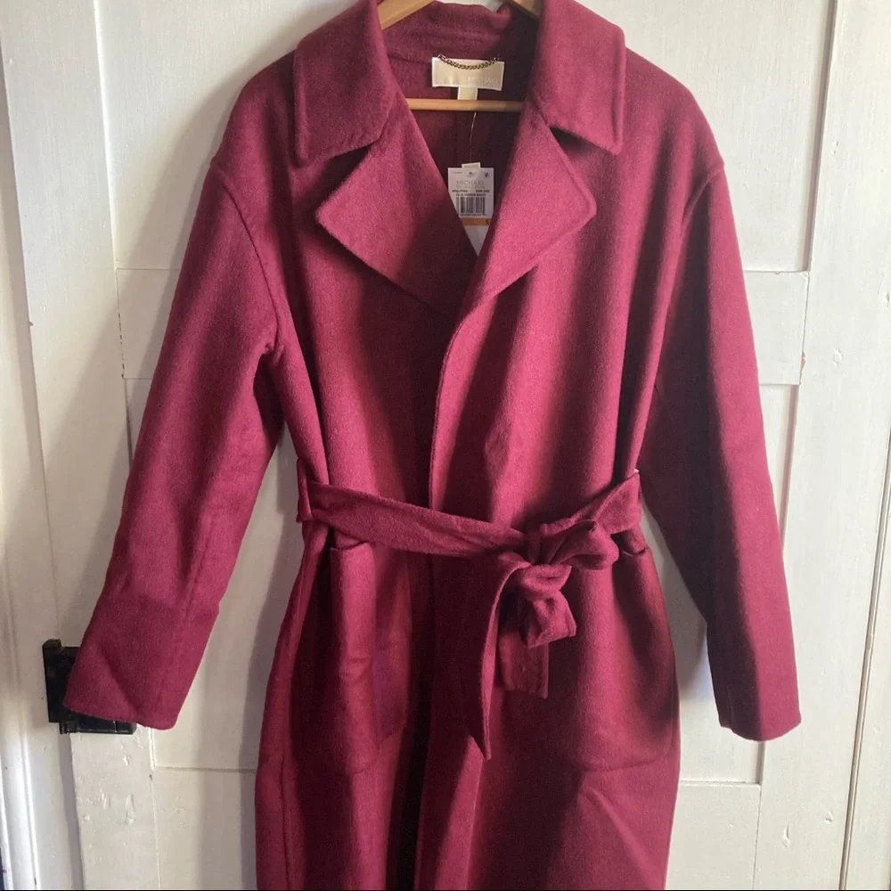 NEW Michael Kors Belted Wool Blend Felt Coat - Picture 9 of 11